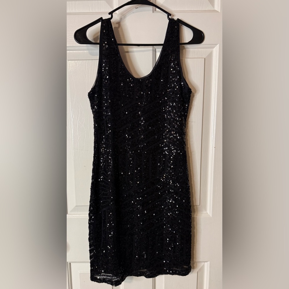Black Sequin Sleeveless Dress